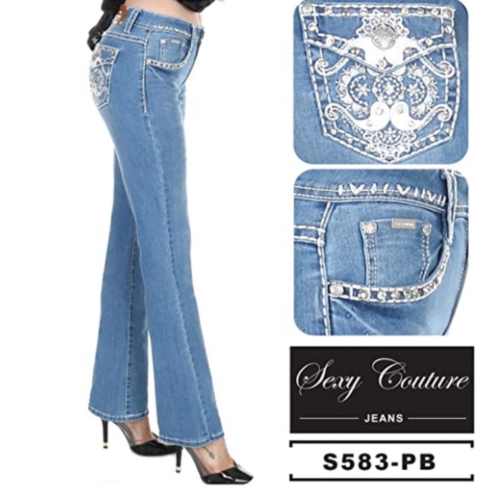 Sexy Couture Mid Rise Bootcut Blue Jeans S583 PB